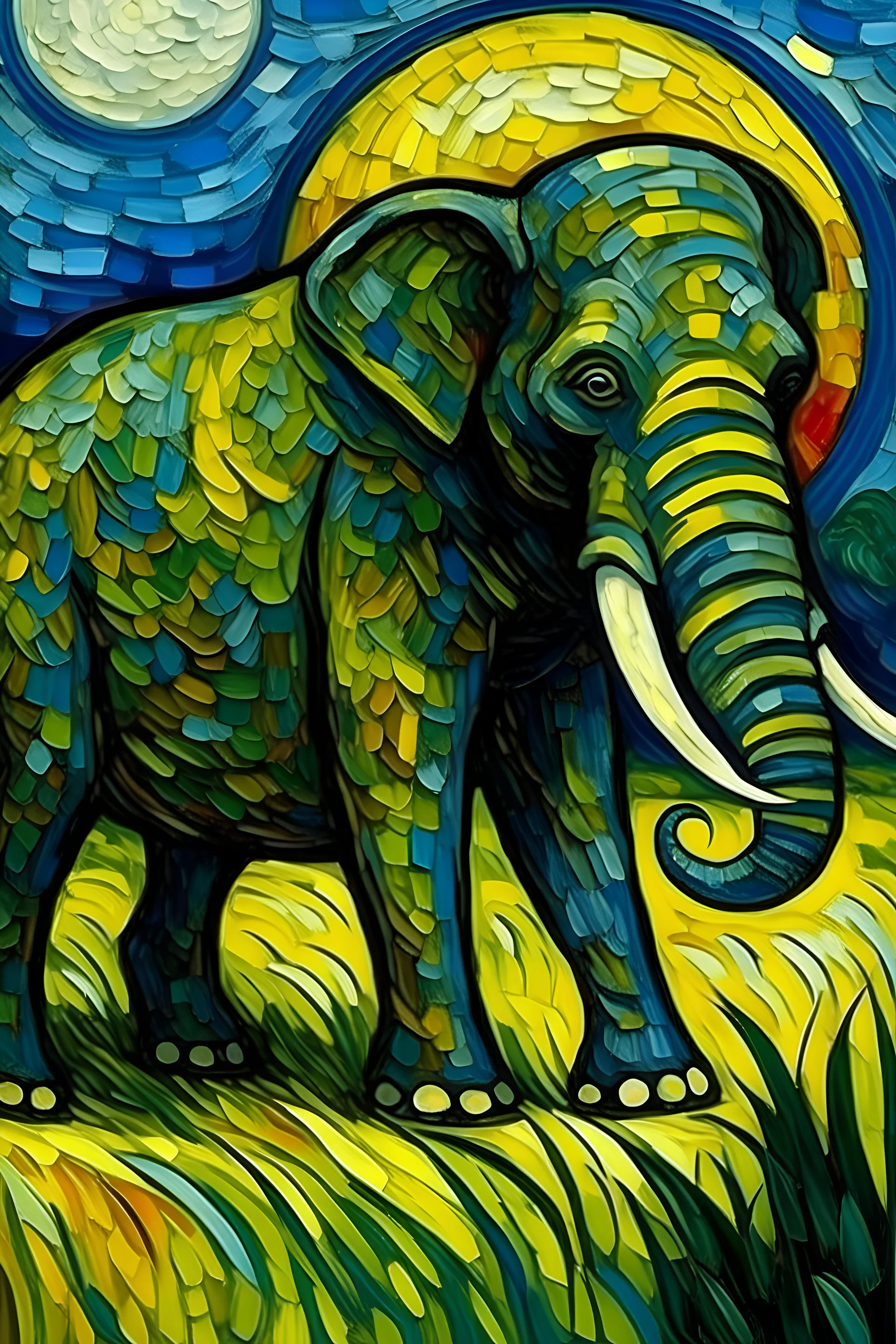 Um elefante risonho do Van Gogh
