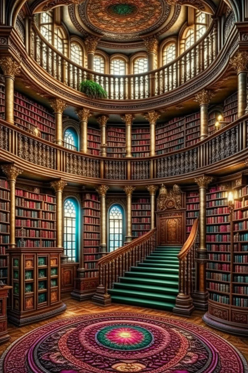 library, in fantasy style, like in a fairytale, sharp focus, studio photo, intricate details, highly detailed