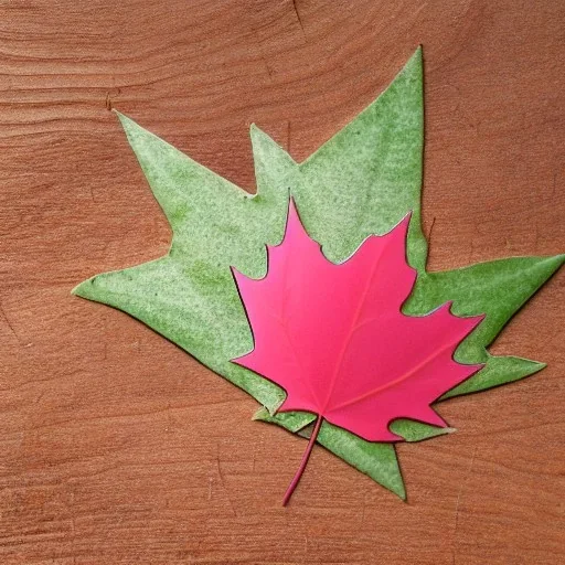 turtle and maple leaf and pink sky