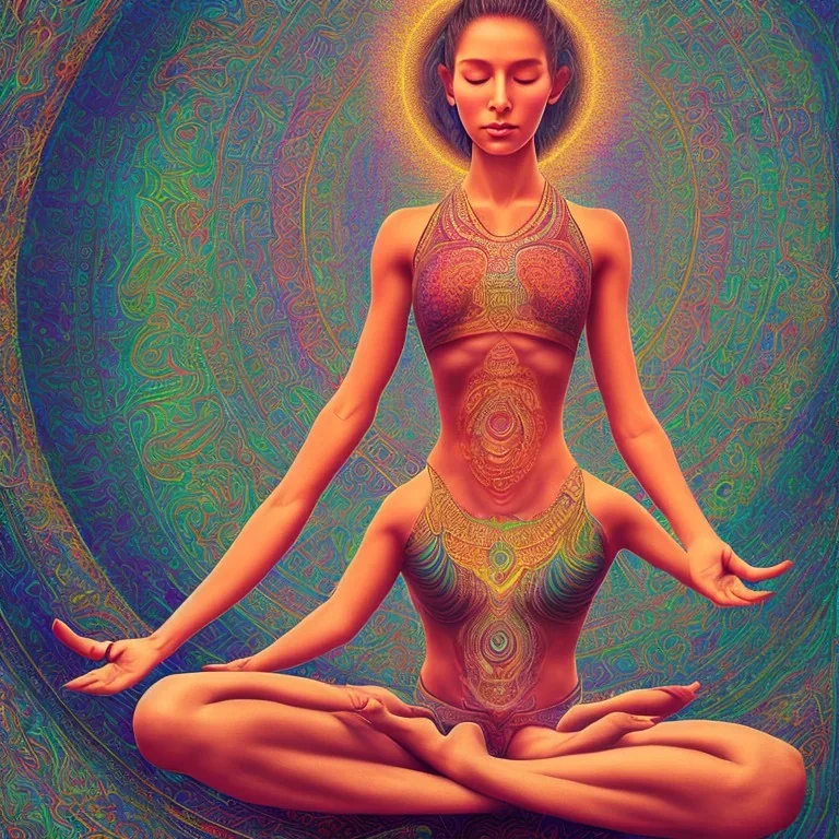 méditation yoga femme dans les champignons ayahuasca