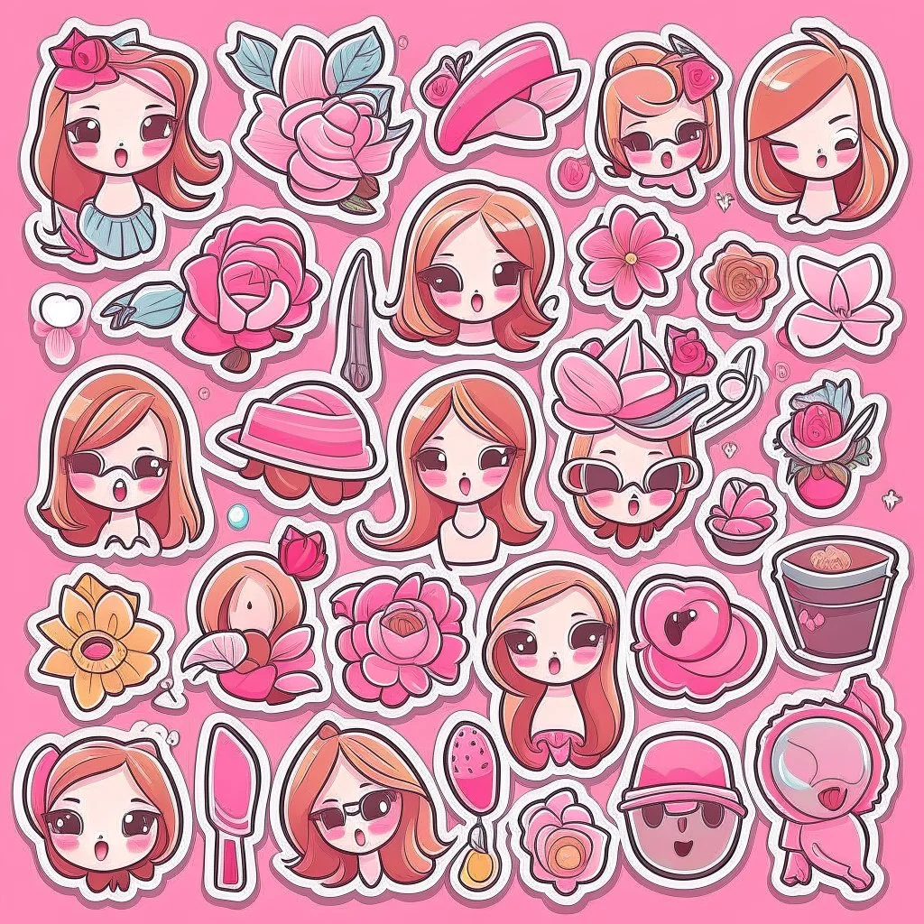 girly stickers template