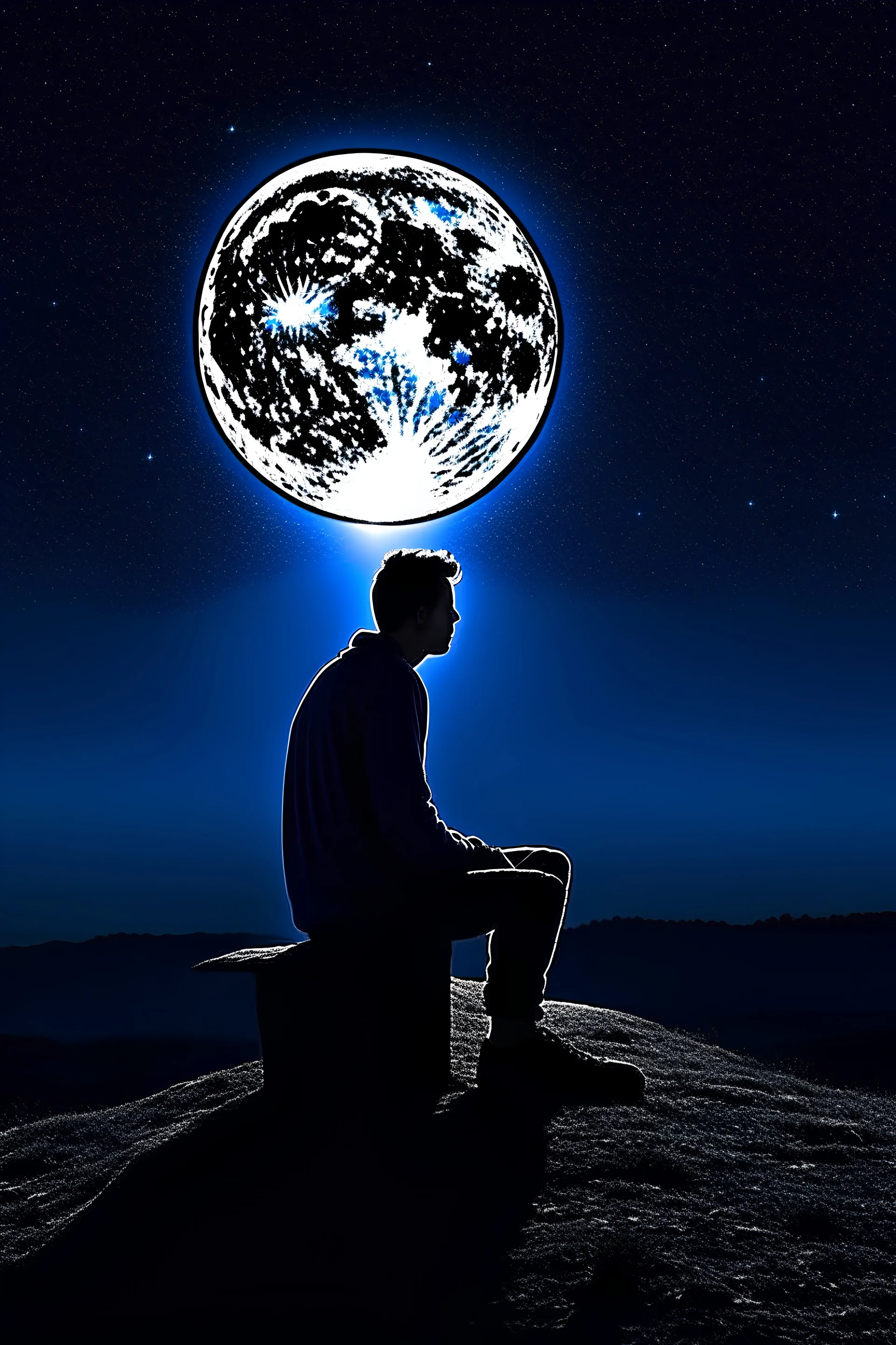 Someone sitting in the moonlight.