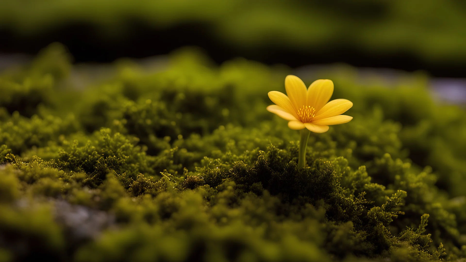 a flower among the moss, Macro with Olympus 60mm f2.8 macro lens