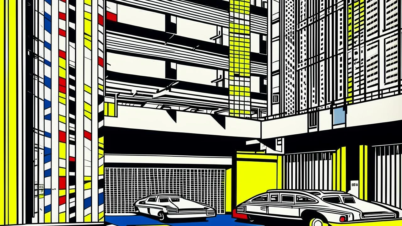 A Parking Garage by Roy Lichtenstein | Digital Illustration