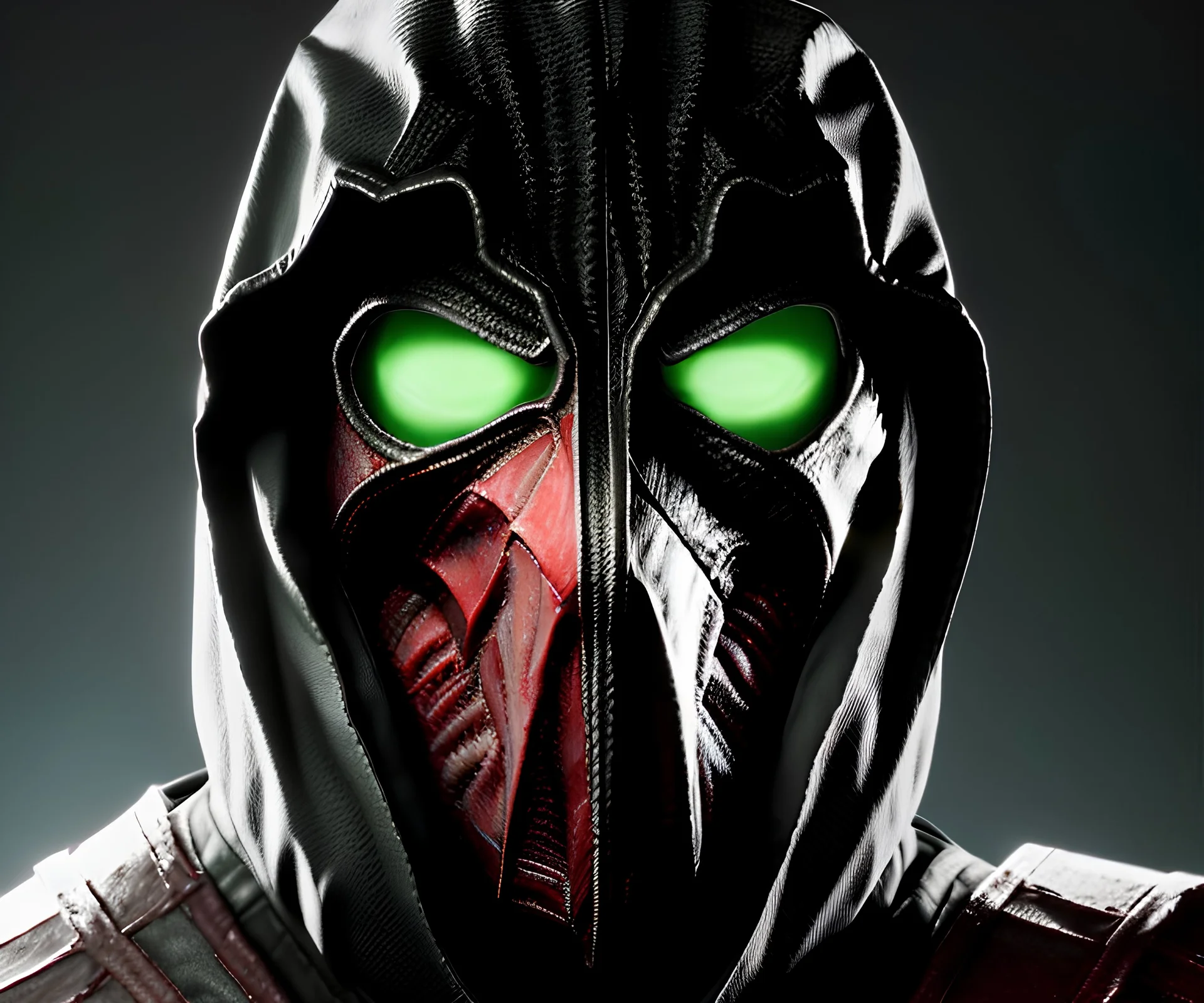 Ermac, mask cover whole face and hood , mortal kombat 11, highly detailed, hyper-detailed, beautifully color-coded, insane details, intricate details, beautifully color graded, Cinematic, Color Grading, Editorial Photography, Depth of Field, DOF, Tilt Blur, White Balance, 32k, Super-Resolution, Megapixel, ProPhoto RGB, VR, Half rear Lighting, Backlight, non photorealistic rendering