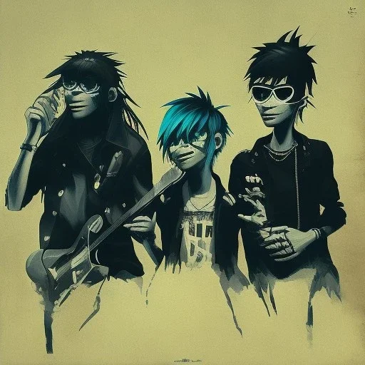 Portrait of band <Gorillaz> style,