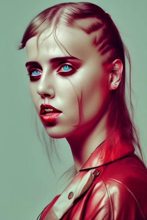 danish singer mø, high light , red tones,