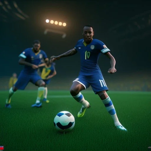 Football Brazil Pele,shallow depth of field, macro lens, unreal engine 5, ultra detailed, realistic