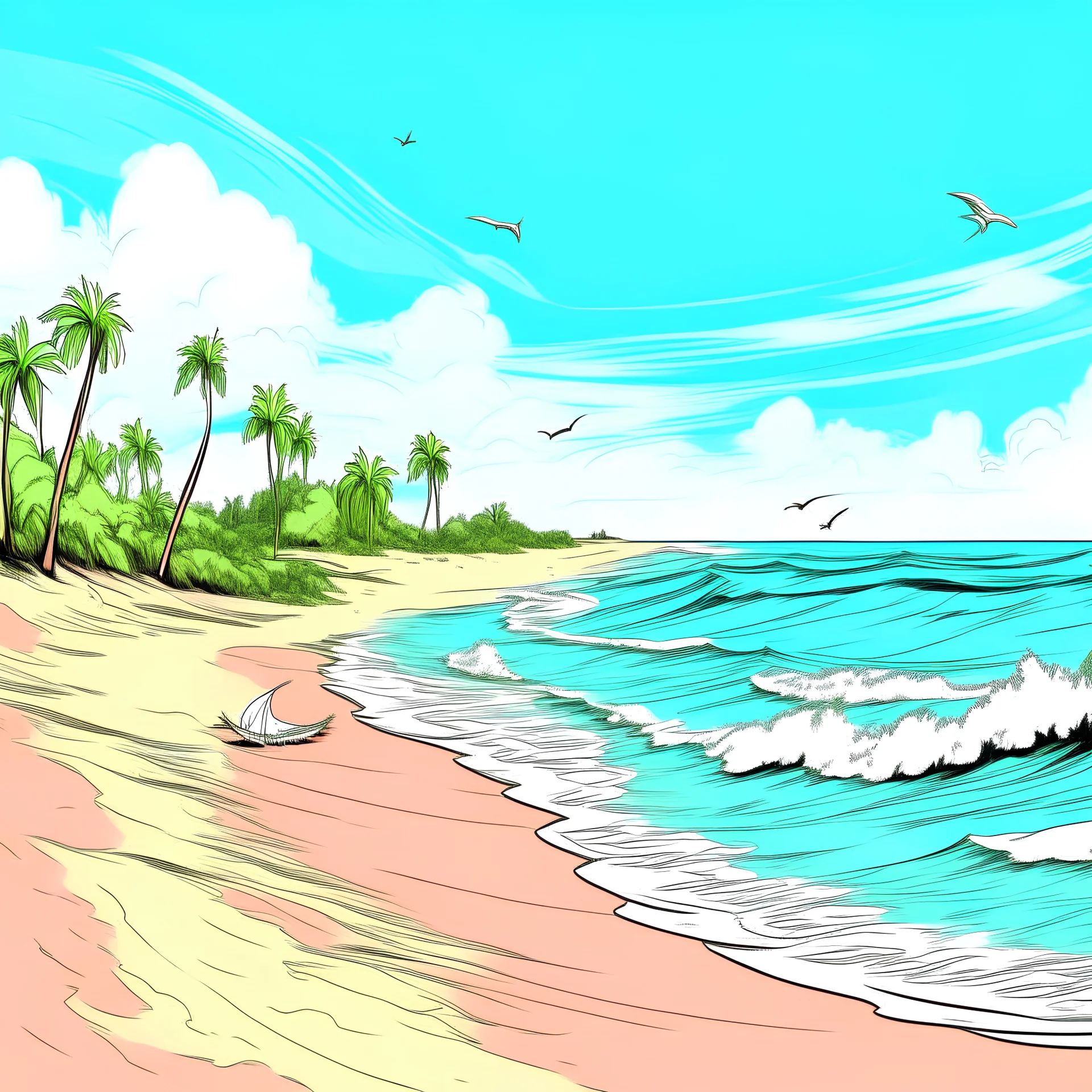 florida beach drawing color