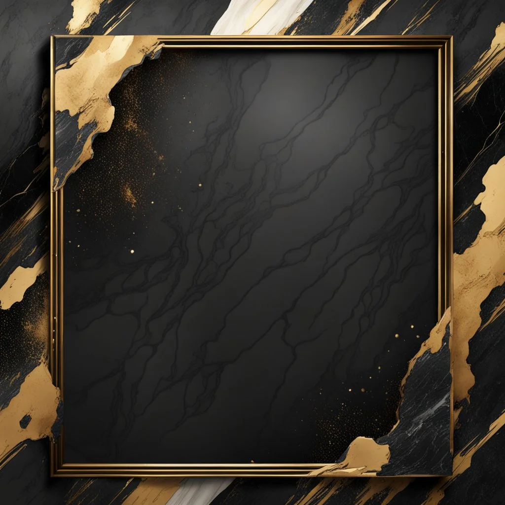 Hyper Realistic Black, & Golden Grungy--&-Marble-Thick-Frame-Background