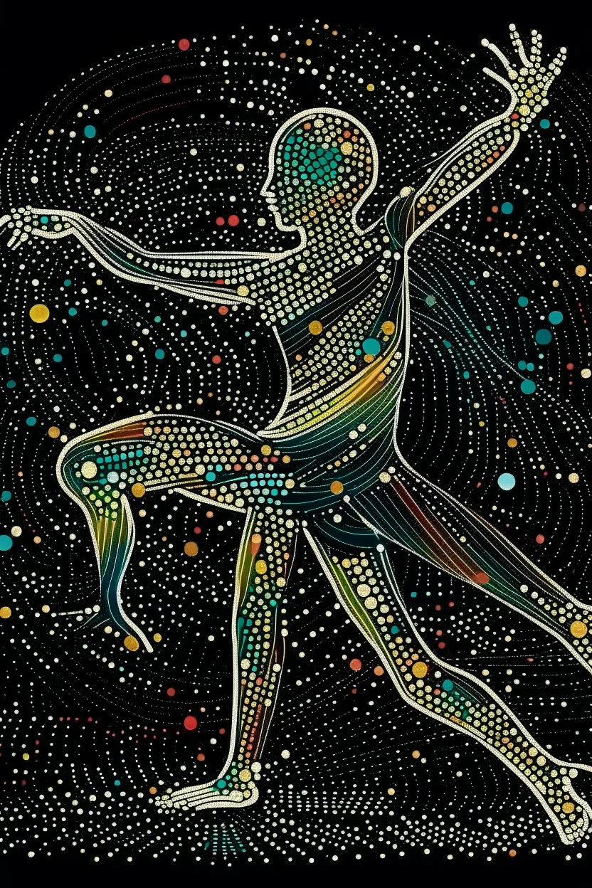 ABSTRACT LINES AND DOTS DANCING STYLE OF HIROKU OGAI