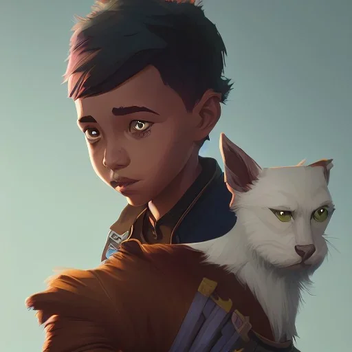 Portrait of a kid with his magical pet by Nick Harris