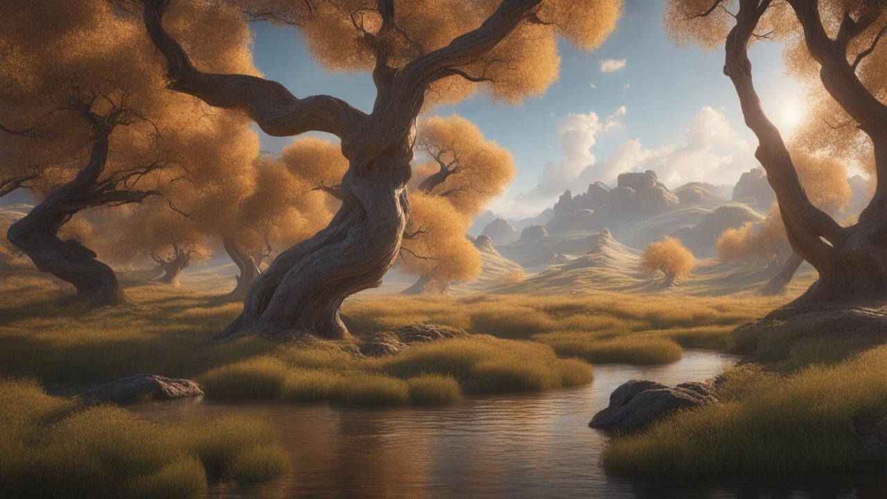 An endless steppe undulating with Hills covered in ancient oaks sparkling with magic. fantasy concept art, exquisite realism, a masterpiece, dynamic lighting, hyperdetailed, intricately detailed, deep color, Unreal Engine, volumetric lighting , Epic cinematic brilliant stunning intricate meticulously detailed dramatic atmospheric maximal,