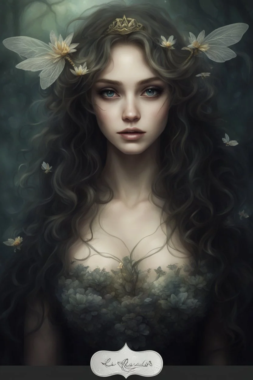 Blonde hair Water lilies curls long hair night Fairy princess rapunzel hair queen crown dragonflies fireflies elven tiara flowers fairy wings gothic