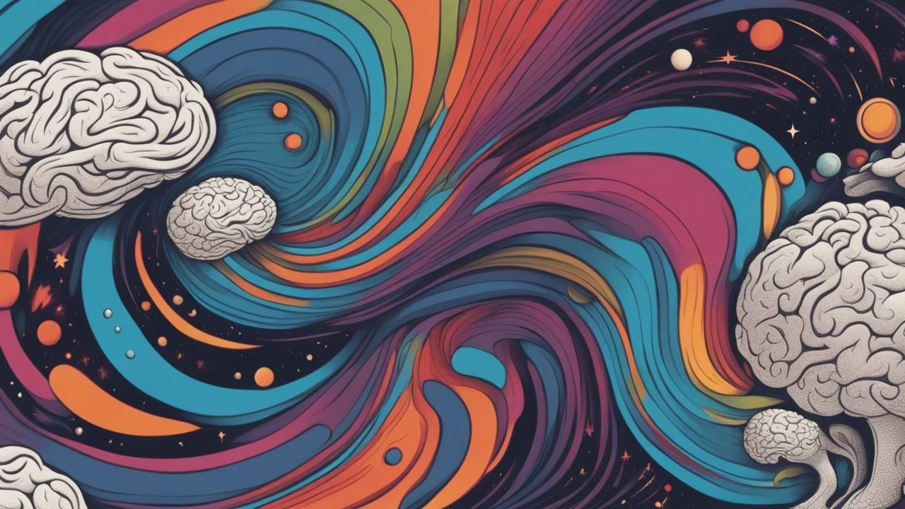 "Design a vibrant comic-styled artwork that captures the essence of a mighty brain, depicted as a tangible galactic entity. The brain itself should be intricately shaded to highlight its convoluted crevices, delicately lit by distant stars. The backdrop is to be an amalgamation of colourful swirling galaxies,