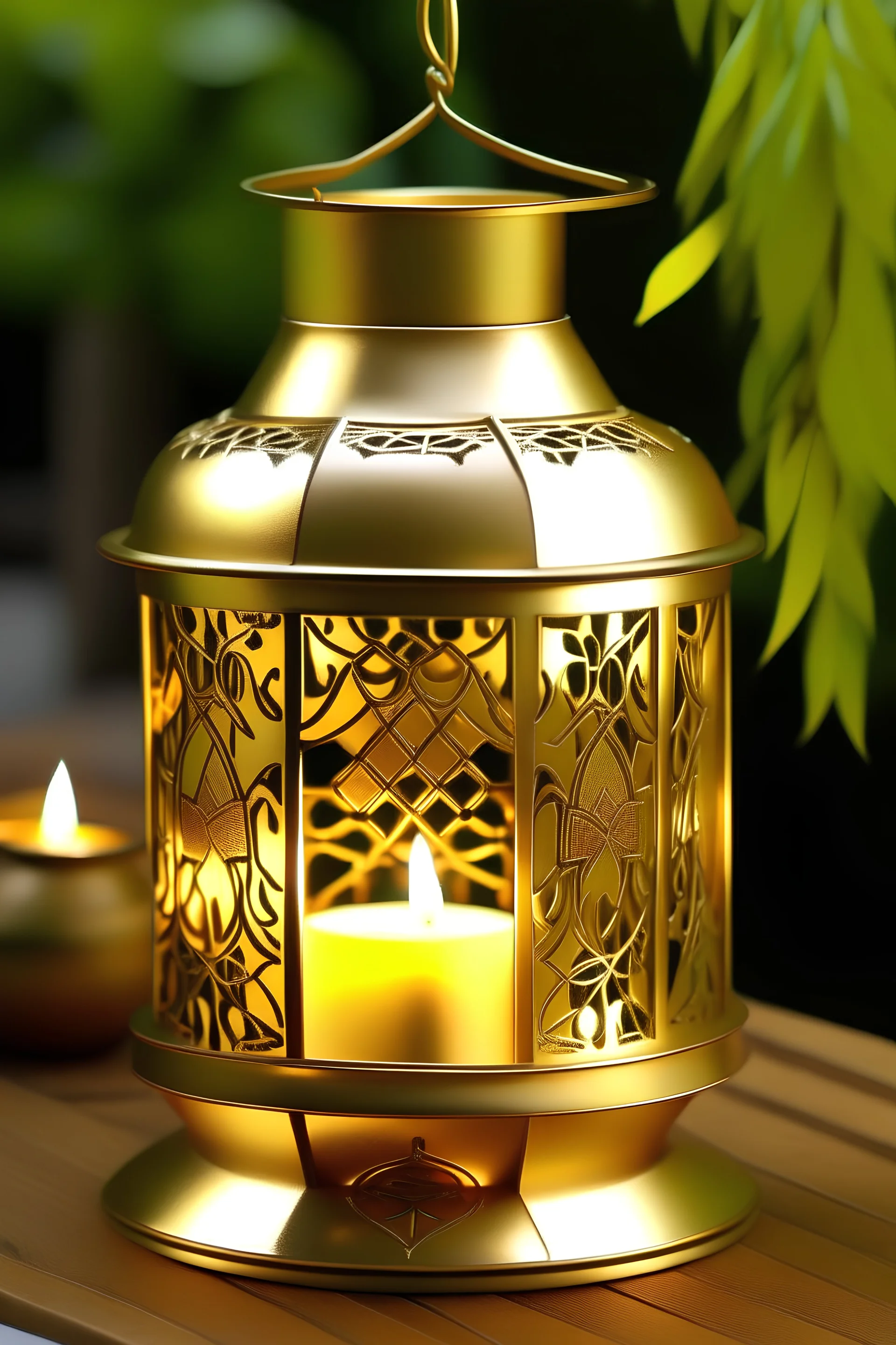 Big tin golden candle lantern