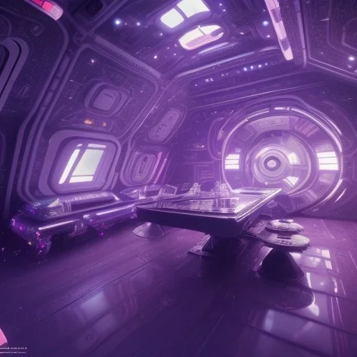 Spaceship indoor, ultra realistic, intricate details, ultra highly detailed, shiny, smooth, studio quality, octane render, Surrealism, Triadic colour scheme,glow-stick, ambient lighting,nightclub lighting, polaroid, 100mm, --ar 1:1 --v4