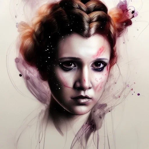 photorealistic princess leia in star wars ,braided hair, illustration on coarse canvas by <agnes cecile>, ornate and intricate details , soft smooth lighting, ultra detailed concept art,