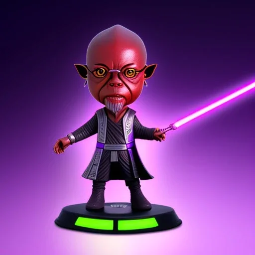 Plastic mace windu purpleGlow jedi bobblehead with boots, samuel jacksonS