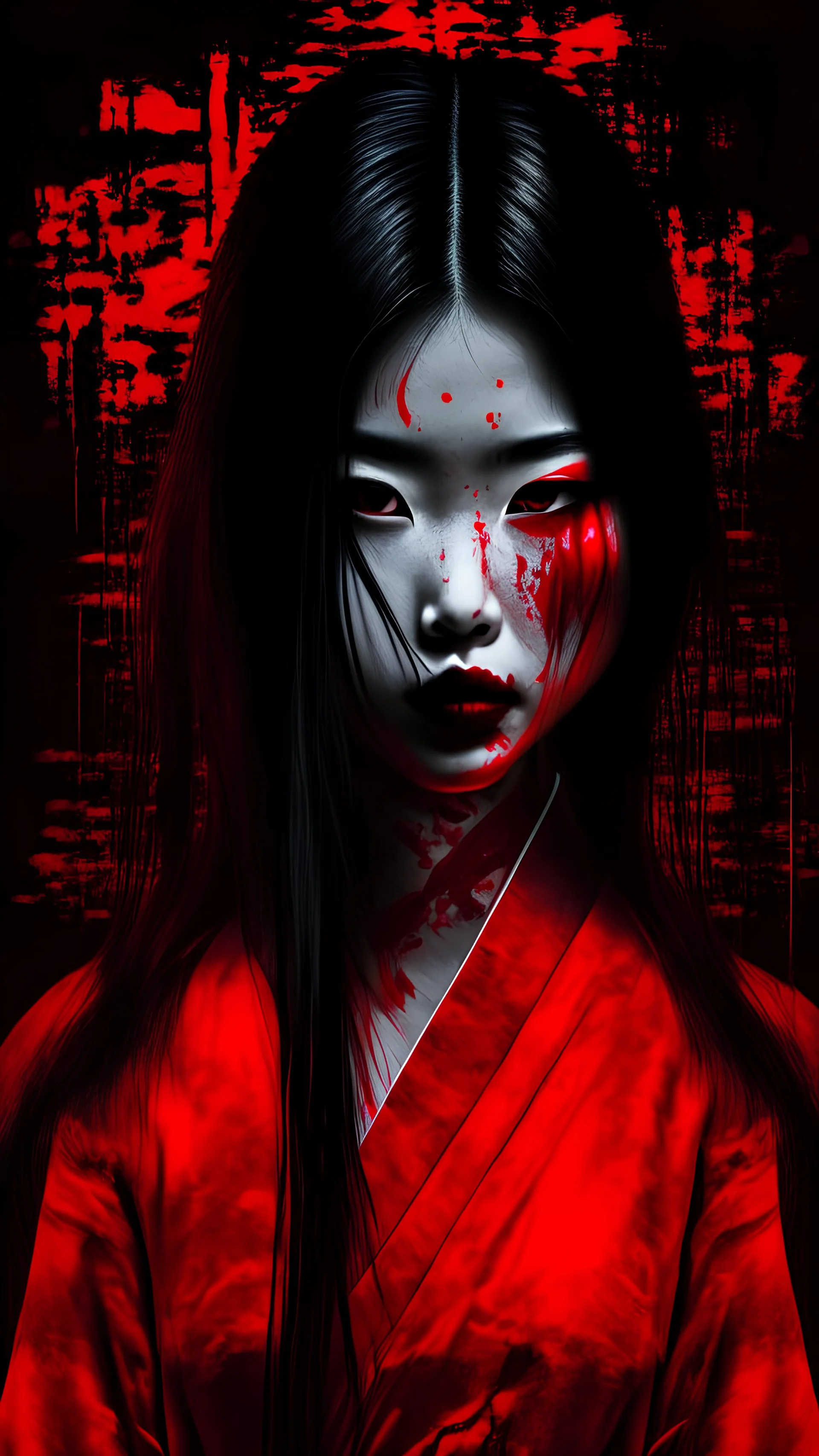 Japanese girl at smith dark with red