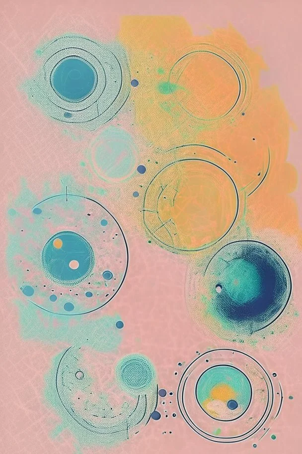 Abstract watercolor circles with Sketchy pencil outlines