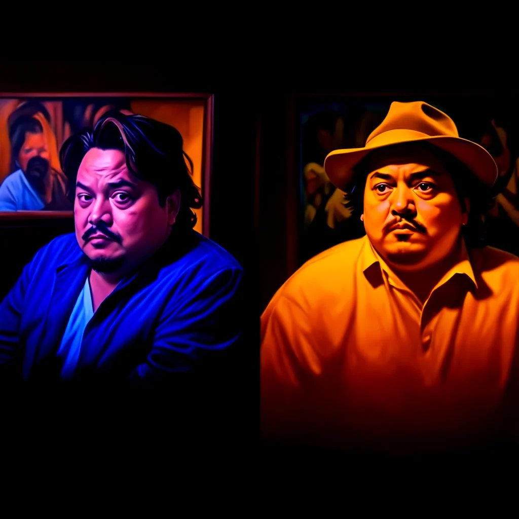 (fineart:1.5, masterpiece1.5) (realism:1.5) award winning picture of award winning fat johnny depp, fat man (watching tv:1.8), tv in frame , two panels, multiple views, well lit fluorescent lighting, warm colors