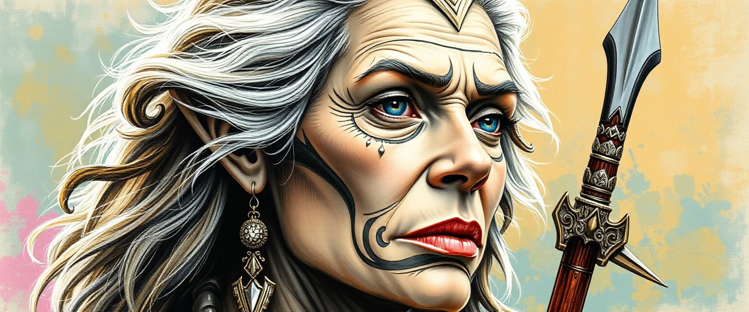 gandalf as brazilian woman , airbrush and pen outline