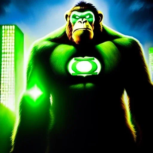 Ultra detailed fullbody Portrait in oil on canvas of king kong merges with Green Lantern with armor,intense stare,extremely detailed digital painting, extremely detailed face,crystal clear Big eyes, mystical colors ,perfectly centered image, perfect composition, rim light, beautiful lighting,masterpiece,8k, stunning scene, raytracing, anatomically correct, in the style of robert e howard and Ken Kelley and Ohrai Noriyoshi and Simon Bisley and tomzj1