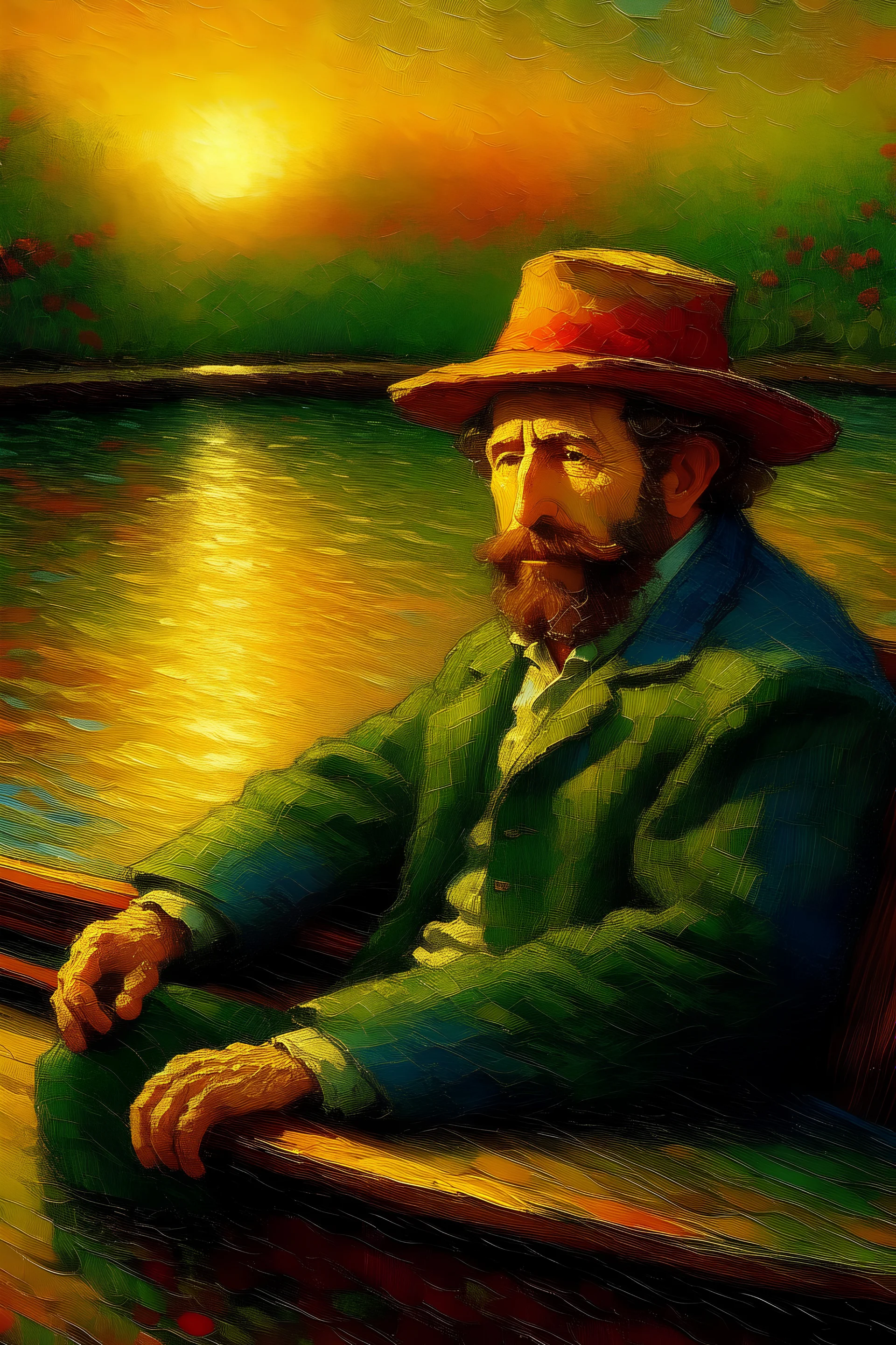 Michelangelo style, Bob Dylan paints his masterpiece, Monet colors