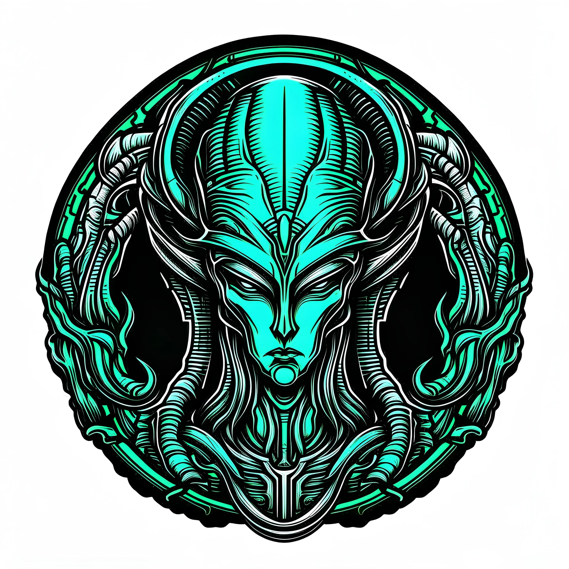 logo alien woman giger style triple color