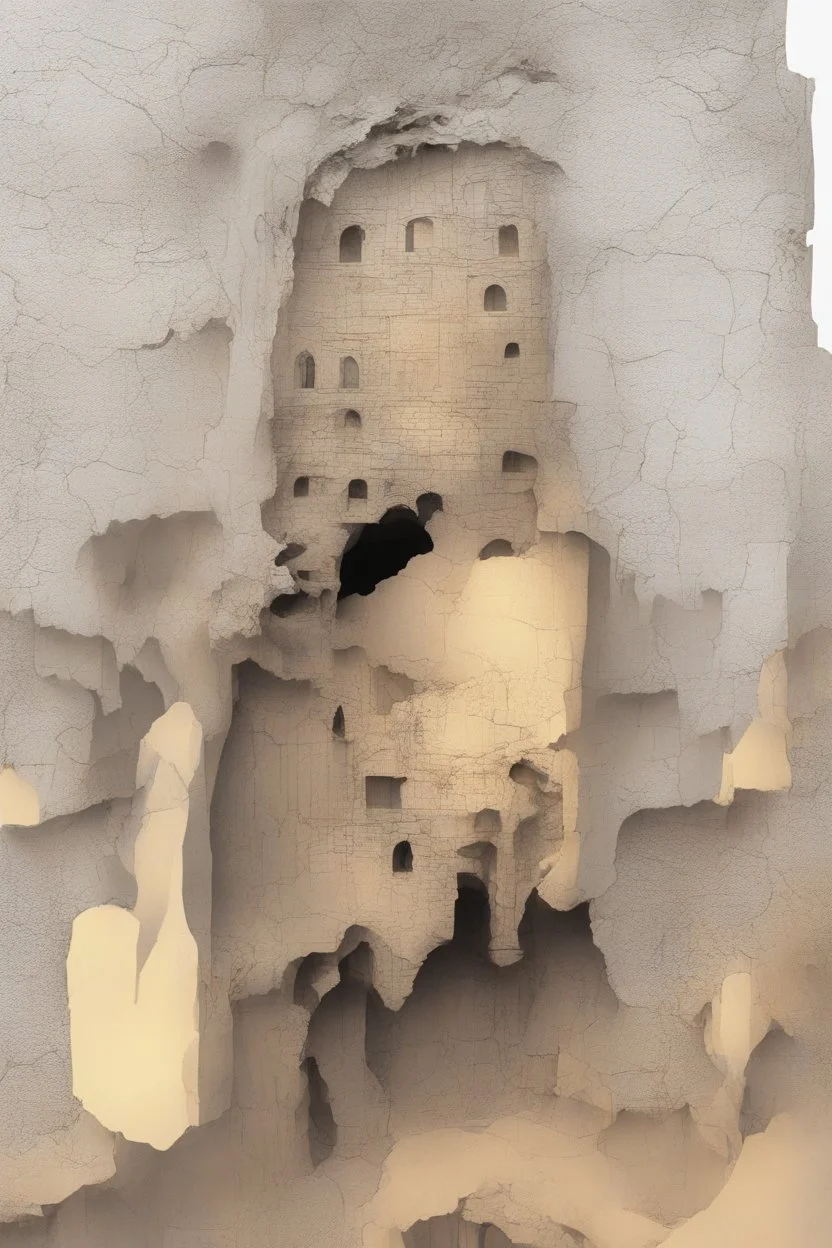 surrealis monochrome A fragmented, surreal sculpture liguid color of photorealistic image 3d,psychedelic art of an castle glossy emerging from dreamlike a crumbling building. The face appears pale with deep cracks and intricate details, evoking a haunting expression. Blackened tree branches intertwine with the gold mengkilat cracks, set against a backdrop of stormy, cloud-filled skies. bauhaus art The overall tone is dark and moody, suggesting themes of decay and transformation.