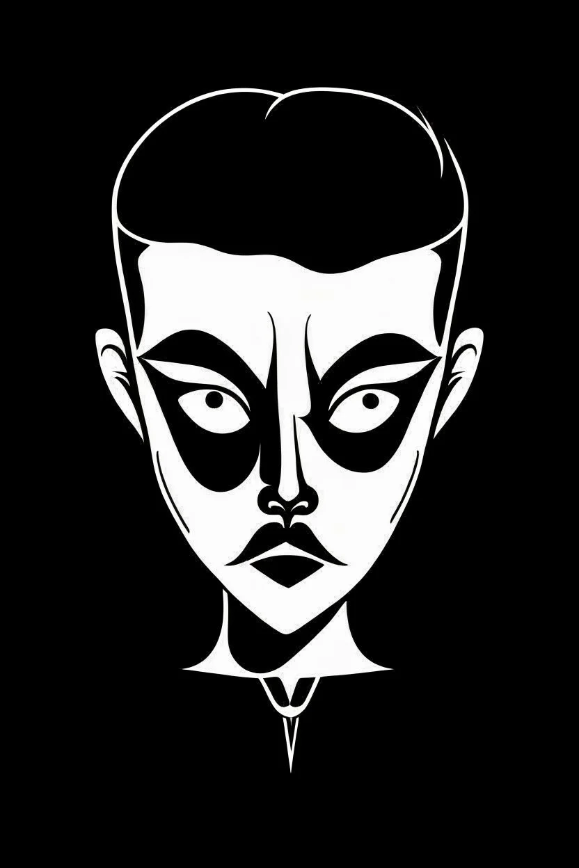 creepy evil androgynous human with a face made out of shoes. Logo style.