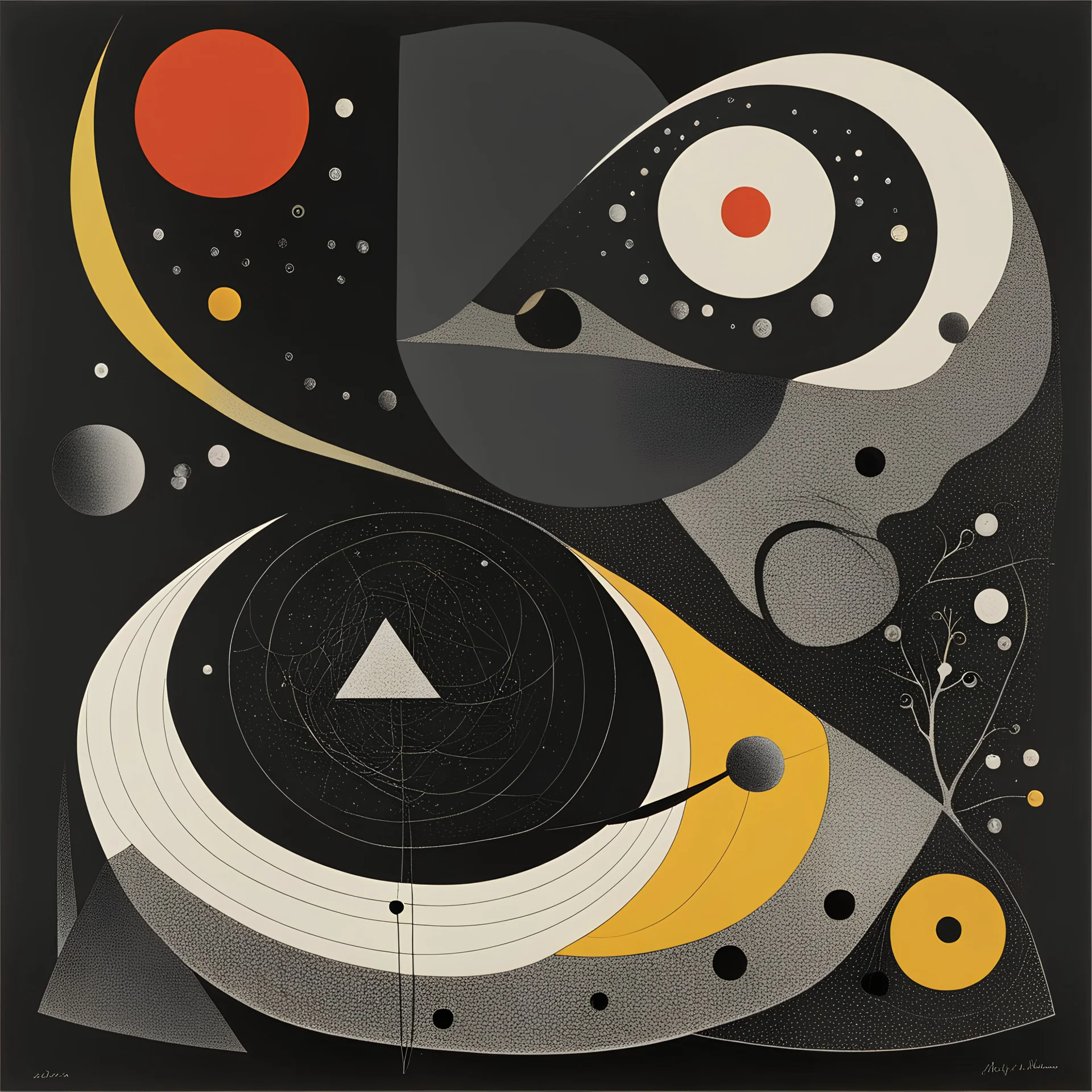 Gorging on grief, Braille art, abstract surrealism, by Graham Sutherland and Arthur Secunda and Joan miro, mind-bending illustration; album art, asymmetric, tilted, dark metallic colors, dynamic rule of thirds diagonal composition, by Clifford Harper