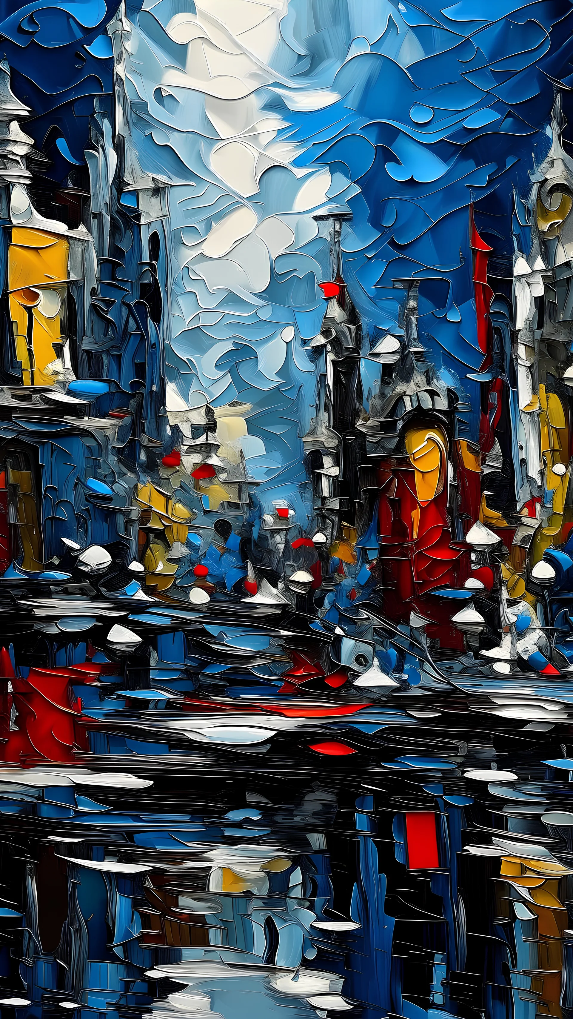 8K Ultra HD, highly detailed, Abstraction, Oil, Sketch, A metropolis made of water, Cubism, Brush, Palette, Easel, Pigment, Stroke, Composition, Mixed media, Texture, Contrast, Depth, Creativity, Imagination, Ceramic, Cerulean, Vermilion, Impasto, Glaze, Grayscale, Fauvism, Renaissance, luminism, 3d render, octane render, Isometric, by yukisakura, awesome full color,