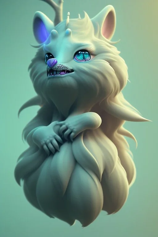 clean art of cute fantasy creatures, soft lighting, soft pastel gradients, high definition, 3d icon clay render, blender 3d