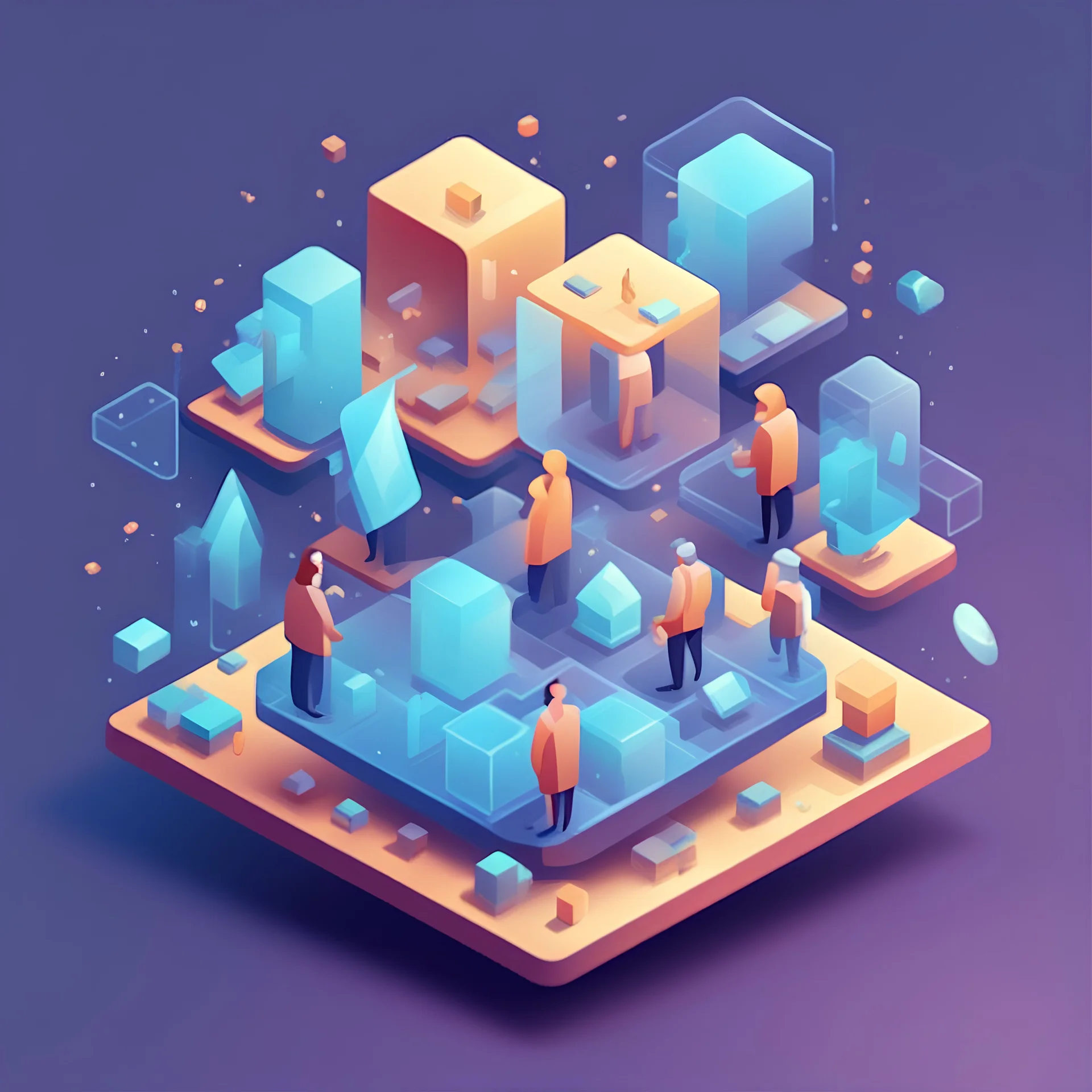 Avior of Proposition in isometric illustration glass morphism art style