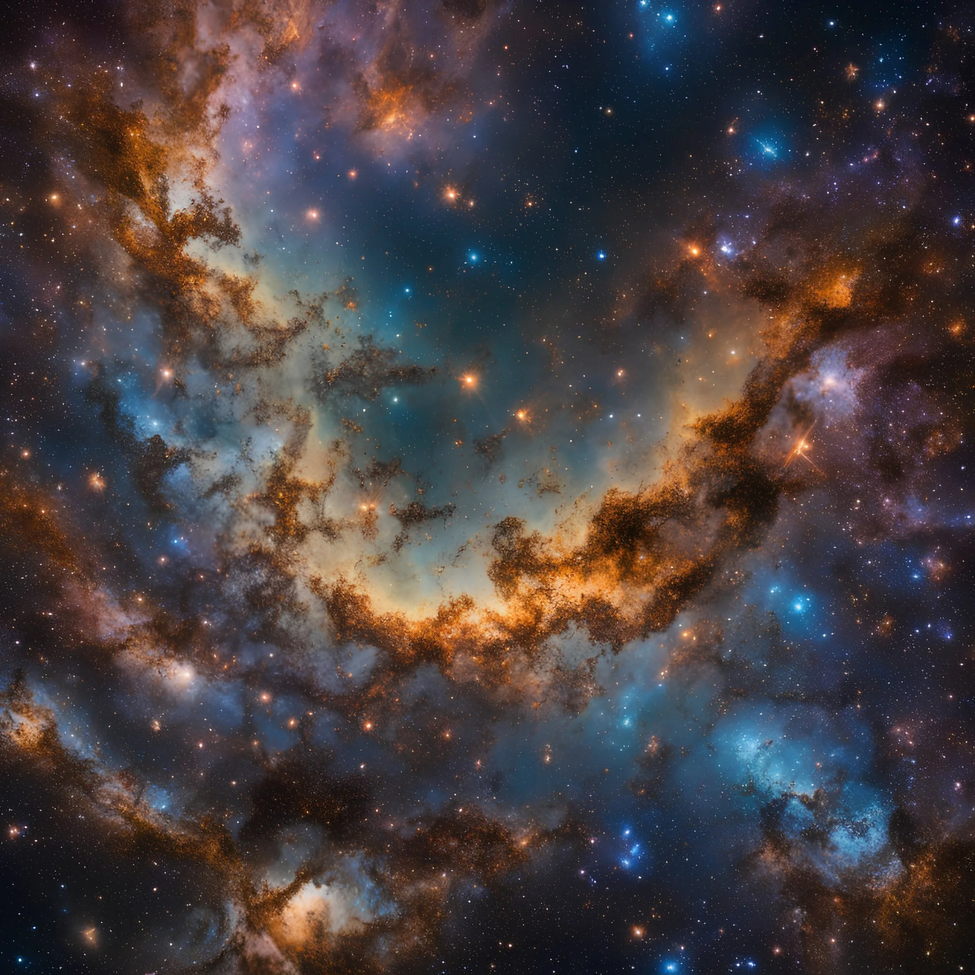 The visual of a tiny portion of sky with millions of galaxies seen through the James Webb telescope, sharp focus, 8k, 3d, very detailed, very colorful, ornate, grim, fine art, 35mm, F/2.8, insanely detailed and intricate