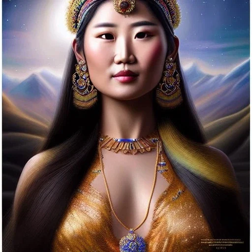 Ultra detailed fullbody Portrait in oil on canvas of Khutulun, busty Mongolian warrior princess,extremely detailed digital painting,ultrarealistic skin,intense stare, extremely detailed face, crystal clear eyes, mystical colors ,perfectly centered image, perfect composition, rim light, beautiful lighting,masterpiece ,8k, stunning scene, raytracing, anatomically correct, in the style of Simon Bisley and Ohrai Noriyoshi and robert e howard and Steve Jung and Wizyakuza and uncannyknack.