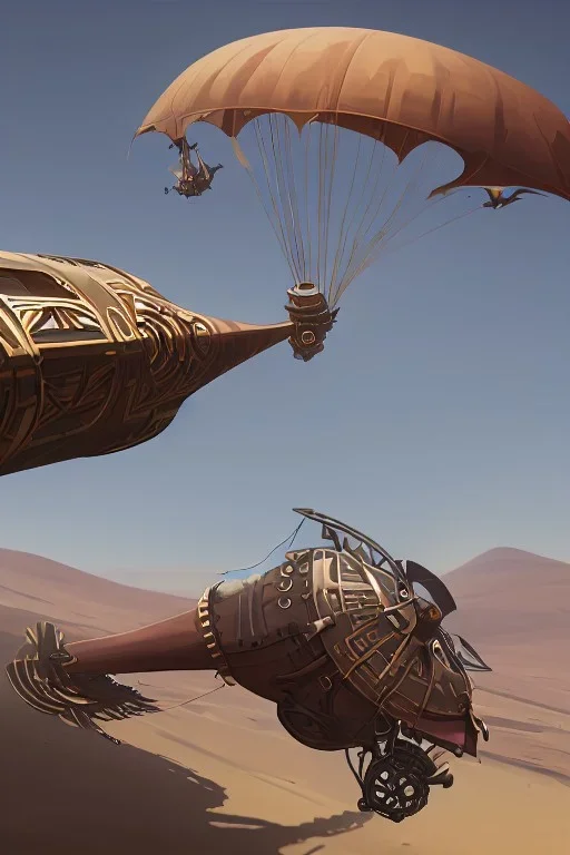 steampunk zeppelin crashed in the desert