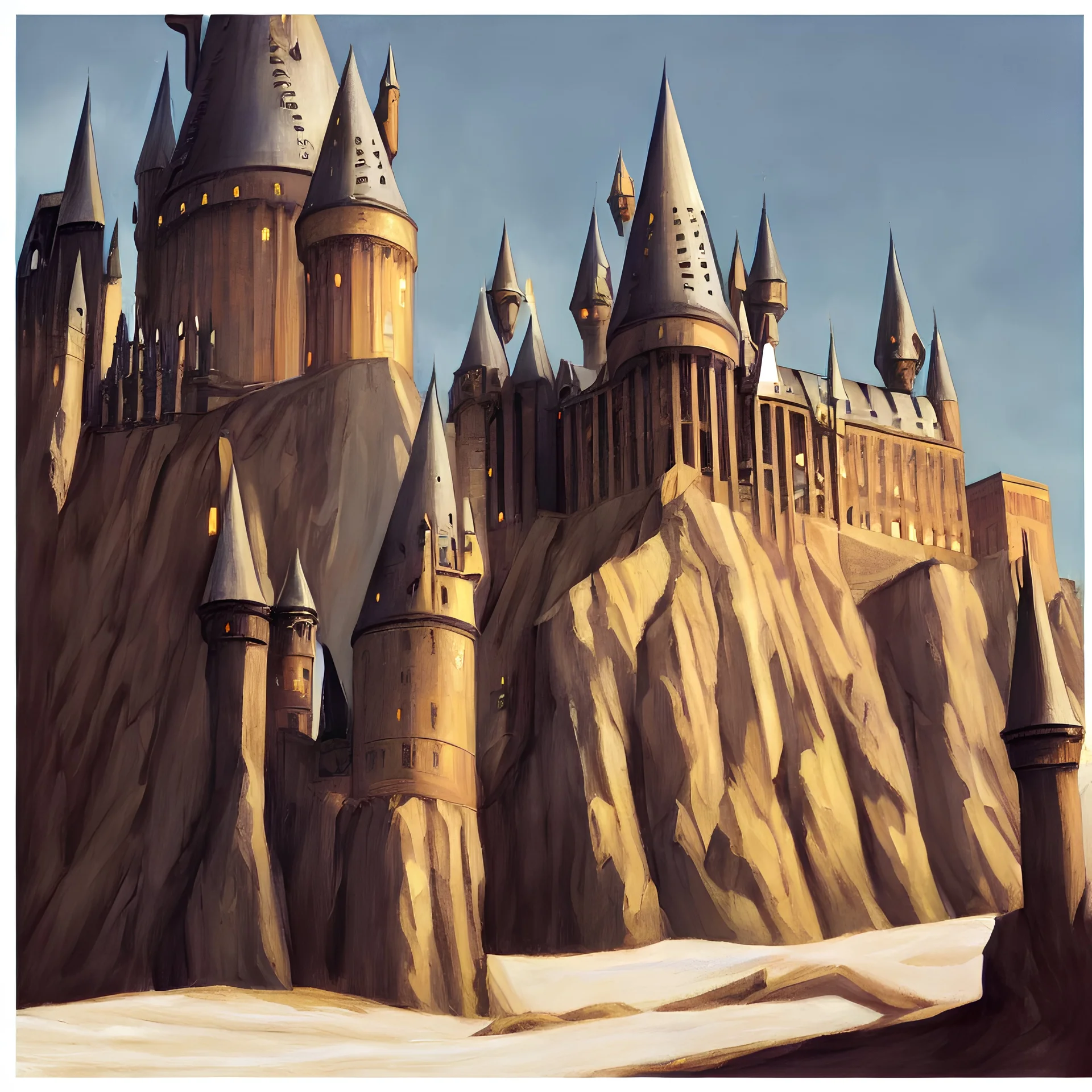 hogwarts castle, edward hopper style