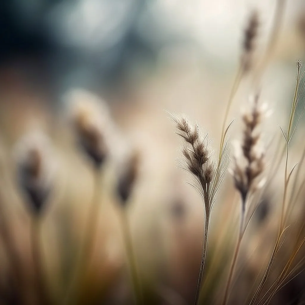 A stunning very blurry macro photography of natural textures. The overall atmosphere of the image is peaceful and dreamy, with a heavy grain texture that adds a vintage touch. Some parts of the image are intentionally out of focus, emphasizing the abstract nature of the scene.