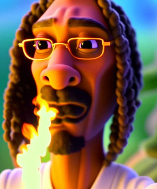 Snoop Dogg, marijuana burning with dollars, jungle background, hyper realistic