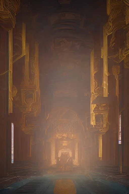 Inside a temple made of amber and gold