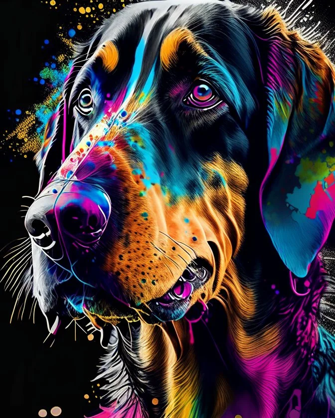 Dóberman dog beautiful, shocking, maximalist, ultra quality, color splash art, 8k