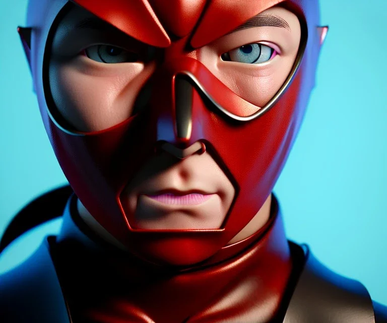 ninja wearing musk, closeup, red, dark background