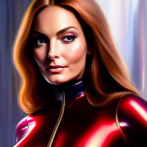 ultra detailed fullbody Portrait in oil on canvas of beautiful busty marvel`s Jean Grey ,wearing skintight latex suit,extremely detailed digital painting, intrincate, intense stare, extremely detailed face,crystal clear Big Glowing eyes, mystical colors ,perfectly centered image, perfect composition, rim light, beautiful lighting, 8k, stunning scene, raytracing, anatomically correct, in the style of robert e howard and Ken Kelley and Ohrai Noriyoshi and Simon Bisley and tomzj1