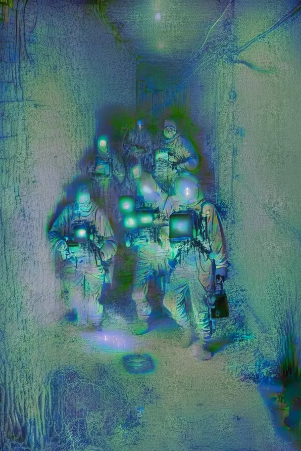 Night vision camera capturing a group of spectral entities