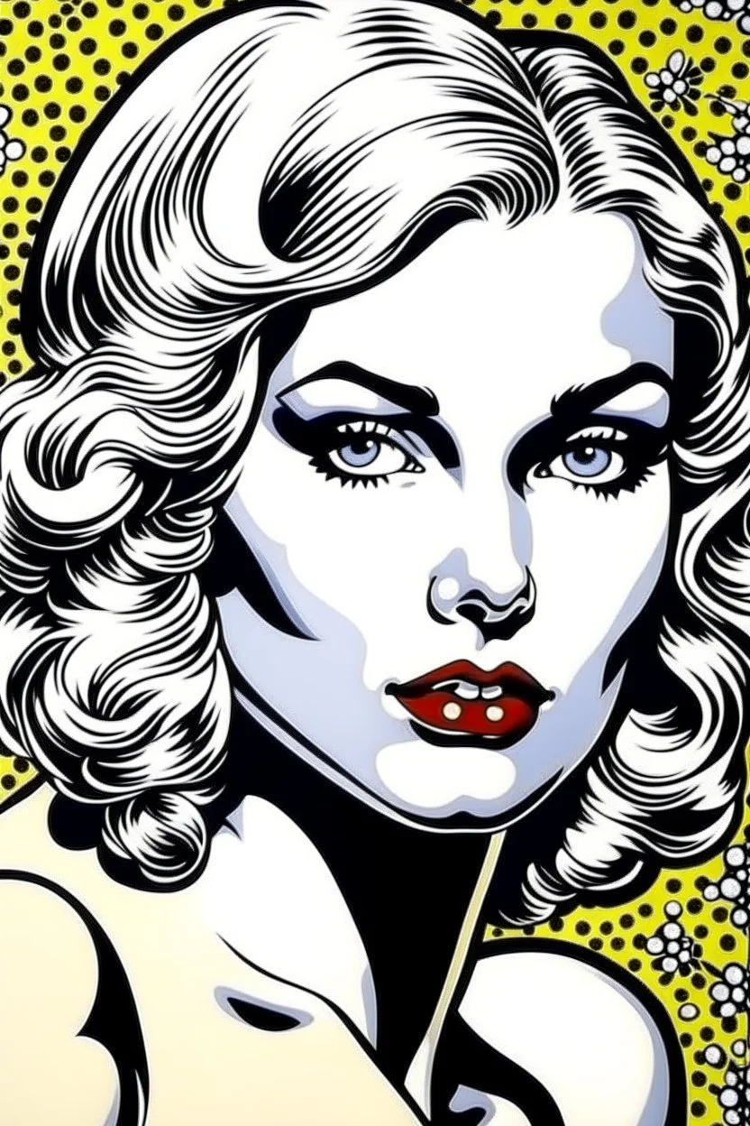 venus godess photo realistic style of roy lichtenstein