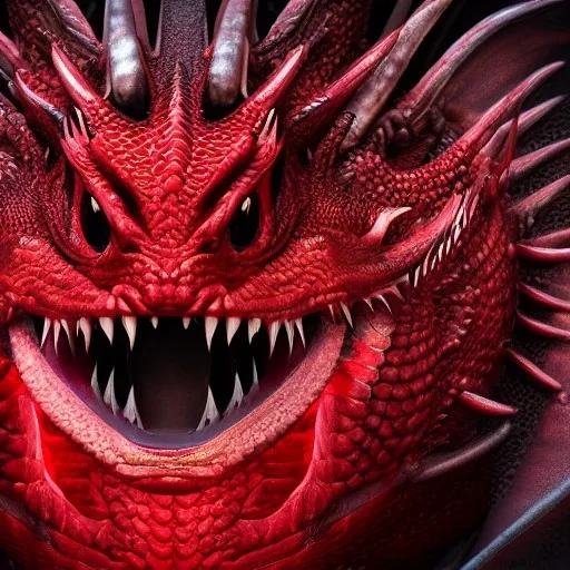 red dragon, dragon portrait, portrair, dragon head, dragon face, big eyes, fangs, dragon with horns, 8k resolution, high-quality, fine-detail, fantasy, incredibly detailed, ultra high resolution, 8k, complex 3d render, cinema 4d