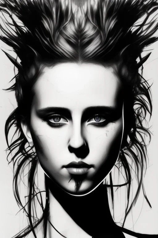 Danish singer MØ face,Abstract Yoji Shinkawa, demon,